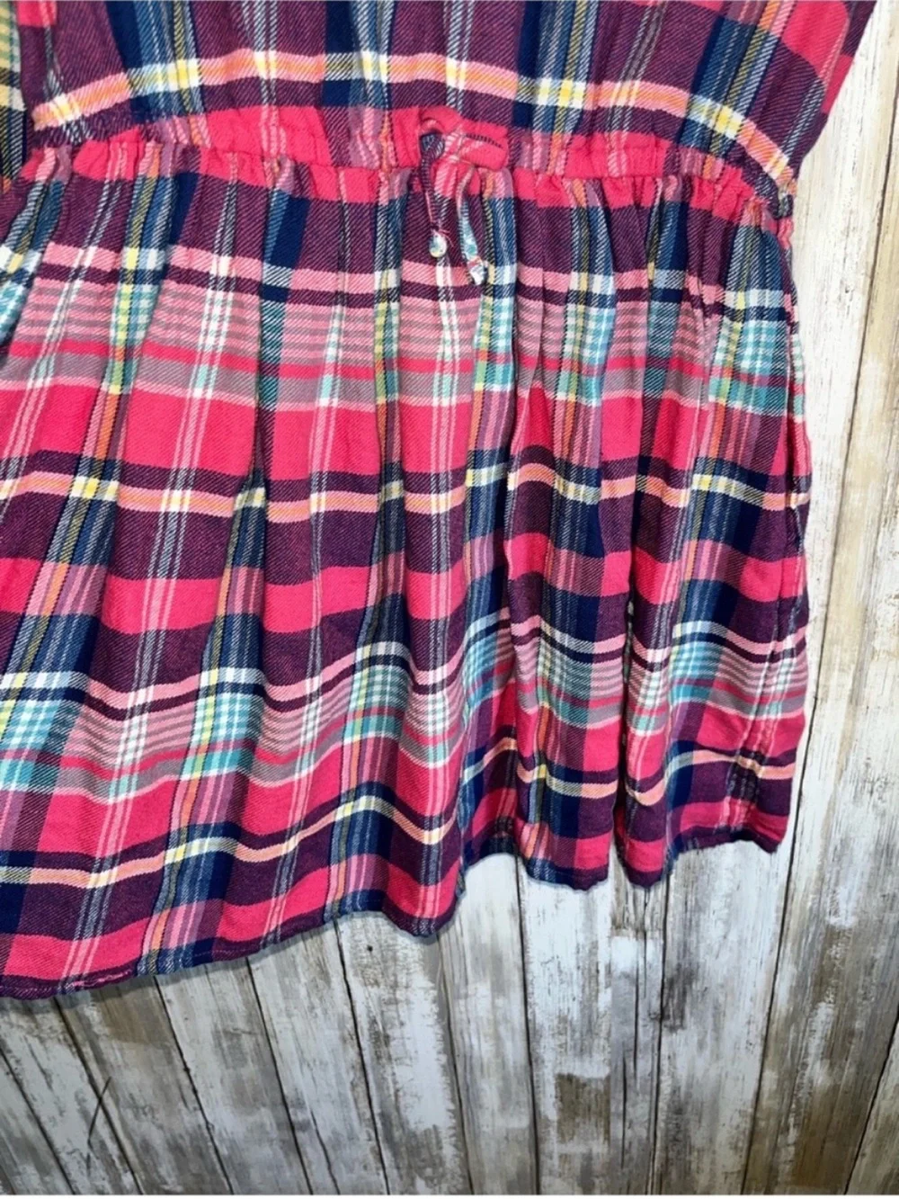 Polo Ralph Lauren Girls Plaid Shirt Dress Size 10 Pink Flannel